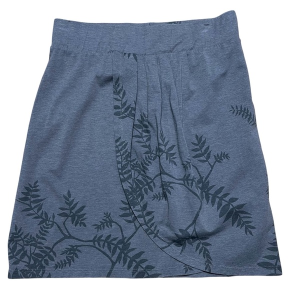 Toad&Co Adella Organic Cotton Modal Blend Tulip Faux Wrap Skirt Gray Leaf Print - Picture 9 of 12